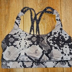Black and White Snake Print Sports Bra
